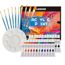 35点 絵の具セット 透明水彩絵の具 24色 アクリル絵の具 10本ブラシ&1個パレット付き ポリチューブ入り アクリルガッシュ 速乾 耐久 手作り 布/石/ガラス/セラミックに描ける 子供用 塗り絵