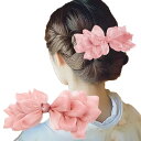 GFun 髪飾り リボン 大きめ 和装 袴 バレッタ クリップ ヘアアクセサリー 卒園式 発表会 浴衣 洋服 ピンク