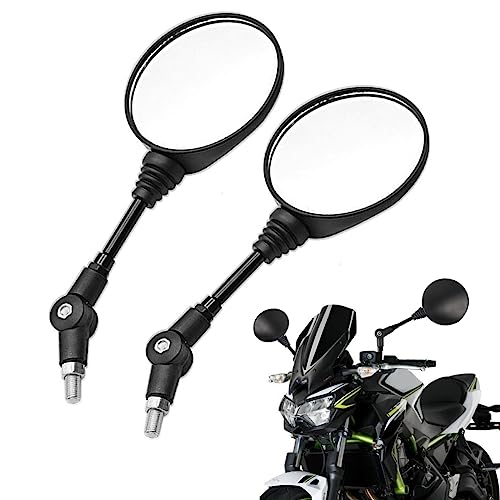 solaay バイクミラー 8MM 10MM 逆/正ネジ 5本付き 可倒式ミラー 円形 丸型 オフロードミラー 可倒式 折りたたみ バイク ミラー 汎用 左右セット オートバイミラー PCX150用 MT-07用 MT-09用