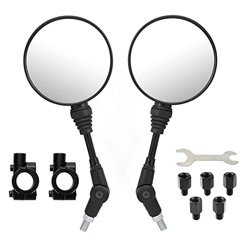 LYMOPYLB バイクミラー オフロードミラー 可倒式ミラー 8mm 10mm 左右セット ミラーホルダー付き 車検対応 ブラック