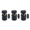 SELECOCO ボールヘッド 自由雲台 1/4ネジ 360°回転 3個セット ヘッドブラケット DSLR ビデオカメラ 三脚 一脚 一眼レフ