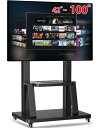 GLWIXY 大型テレビ台 移動式 自立型テレビスタンド ハイタイプ 安定 天板/棚付き モバイルスタンド テレビボード TV フロアスタンド TVカート 42-100インチ対応 耐荷重80kg VESA200*200mm~900x600mm 角