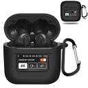 TOORQR For JBL TOUR PRO 2 ケース カバー TOUR PRO 2シリコン素材 ケース 保護カバー 防水 防塵 落下防止 キズ防止 全面保護 軽量 カラビナ付き(ブラック)(2)
