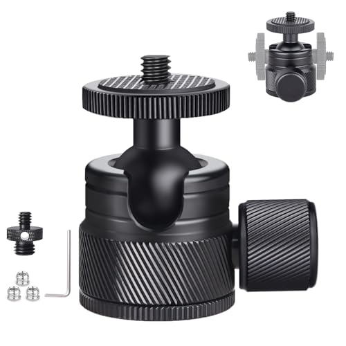 ARTCISE 20mmボール 低重心 雲台 1/4"オス-3/8"オスカメラネジダブルヘッドスタッド付き CNC加工 アルミ 360度回転 パノラマ ボールヘッド 自由雲台 最大耐荷重3キロ