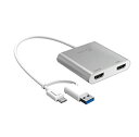 j5create USB3.0 USB-C to Dual HDMIディスプレイアダプター デュアル表示 マルチディスプレイ 【4K/30Hz + 2K60Hz】 Windows11/10 Mac OS X 10.8 以降 M1/M2/Pro/Max対応 バスパワー アルミ筐体 ケーブル長200mm JCA365-EJ