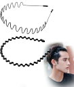 メンズ カチューシャ スプリング ヘアバンド 鉄 波型 くし付き 黒 シンプル 前髪 髪飾り 滑り止め 洗顔 運動 部屋用 フリーサイズ 調整可能 男女兼用 お...