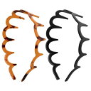KISARG カチューシャ くし付ヘッドバンド ヘアバンド ヘアアクセサリー レディース メンズ兼用 コーム付き 前髪 ヘアアレンジ 2セット ブラック とべっ...