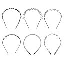 simPLEISURE カチューシャ メンズ 6種類6個セット スプリング 黒色 レディースも 男女兼用 髪留め ヘアアクセサリー 前髪 髪飾り シンプルデザイン (ABCDFGセット) ha100050a06n0