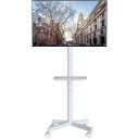 1homefurnit 移動式 テレビスタンド キャスター付き 23-55型LED、LCD、OLED フラット&曲面テレビ用 テレビスタンド ハイタイプ/ロータイプ VESA 400x400mmまで 高さ調整可能なTVスタンド 耐荷重25KG 白