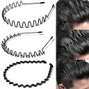 カチューシャ 3/5本セット メンズ 【3つタイプ・痛くない・防錆メッキ】スプリング ヘアバンド波型 くし付き 滑り止め 黒 シンプル 前髪 固定 しっかり オ...