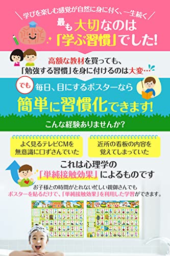 あいうえお表 ひらがな お風呂ポスター 知育玩具 【学ぶ習慣が身に付く！シリーズ】ルーティン博士の学習塾（2枚セット）