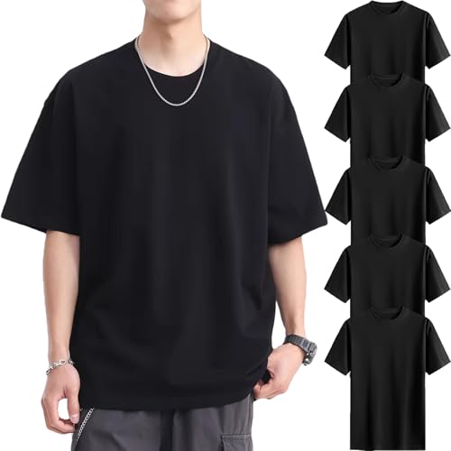 [NCFBAG] インナーシャツ 5枚組 肌着 メンズ tシャツ 綿100% 無地 スポーツ シャツ 下着 ゆったり 防菌防臭 吸汗速乾 快適 柔らかい 男女兼用 春夏秋冬 (XL, ブラック)