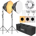 AMBITFUL AL-50 50W 3000-6500K 二色 LED 電球、65cmソフトボックス照明キット、25.59 インチソフトボックス付き | カメ...