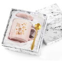 Livole プレゼント 女性 母の日 誕生日 退職祝い マグカップ 大きめ ピンク 蓋付き スプーン付き 350ml コーヒーカップ マグ 敬老の日 記念日 ...