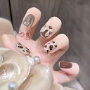 YOGOTI ネイルチップ ショート ジェルネイル ネイルシール つけ爪 春夏ネイル ラウンドチップ 可愛い キラキラ 卵形 短い 3D爪 24枚入 ネイル用品 両面テープ付き ネイルアートの道具セット (