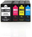 PGI-1300XL 顔料 4色セット (PGI-1300XLBK×1 PGI-1300XLC×1 PGI-1300XLM×1 PGI-1300XLY×1) 大容量 キヤノンプリンター用 互換インク 残量検知機能付 (PGI-1300 PGI-1300XL MAXIFY MB2130)