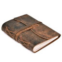 LEATER VILLAGE ヴィンテージ レザー ジャーナル 20X15 CM |ブラウン | 240 ページの罫線入り用紙 |オフィス、旅行、個人的な使用に...