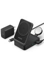 Anker MagGo Wireless Charging Station (Foldable 3-in-1) Qi2対応 マグネット式 3-in-1 ワイヤレス充電ステーション/ワイヤレス出力/Apple Watchホルダー付 iPhone MagSafe対応 iPhone 16 / 16 Pro / 16 Pro Max / 15 / 14 / 13 ブラ