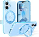 TORRAS iPhone 16 用 ケース カメラコントロールボタン付き【春の色・パウダーブルー】縦横両対応 マグネット搭載 MagSafe対応 米軍MIL規格耐衝撃 リング 指紋防止 黄変防止 マグセーフ対応 レン