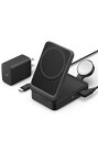 MagGo Wireless Charging Station (Foldable 3-in-1) Qi2対応 マグネット式 3-in-1 ワイヤレス充電ステーション/ワイヤレス出力/Apple Watchホルダー付 iPhone MagSafe対応 iPhone 16 / 16 Pro / 16 Pro Max / 15 / 14 / 13 ブラック