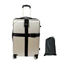 Trip Gate スーツケースベルト 十字型 ベルト ロック搭載 3桁ダイヤル式 長さ調節可能 ワンタッチ 固定ベルト 紛失防止 盗難防止 目立ちやすい スーツケース 目印 ネームタグ付 (ブラック)