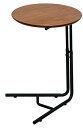 サンニード ラウンド サイドテーブル 丸 40cm 高さ38-58cm 木製天板 ブラウン スチール脚 ブラック RST-40-BRBK