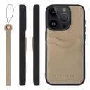HANATORA iPhone15ProMax ケース 本革 耐衝撃 バンパー型 スマホケース スマホ ストラップ 付き シュリンクレザー ギフト グレージュ CPGGZ-15ProMax-Grege