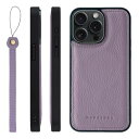 HANATORA iPhone15ProMax ケース MagSafe 対応 本革 耐衝撃 バンパー型 スマホケース スマホ ストラップ 付き シュリンクレザー ギフト マグセーフ対応 パープル SMSGZ-15ProMax-Purple