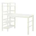 書棚付きデスク 省スペース ユニットデスク 幅120奥行62高さ120cm(VD-7376) (ホワイトウォッシュ)