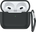 NIMASO . 第4世代 ケース 2024 専用カバー エアーポッズ シリコン 保護 カラビナ付き ワイヤレス充電対応 (ブラック) DEC24I1522