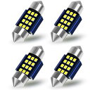 【TORIBIO】 DC12V車用 T10×31mm 12連2016SMD LED 両口金 ルームランプ 極性フリー キャンセラー内蔵 極高輝度 ホワイト トランクライト ラゲッジランプ 4個セット