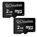 Cloudisk Micro SDカード2 GB(2個セット) フラッシュカード クラス6、SDアダプタ付き(2 GB)