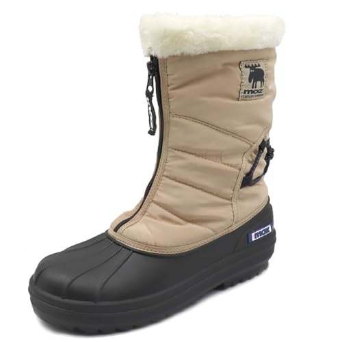 [モズ] センターZIP ファー スノーブーツ MZ3981 ベージュ