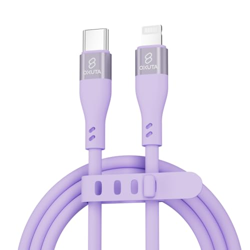 OKUTA iphone用の 充電 ケーブル 充電コード 急速充電 Type-C ライトニング ケーブル 純正 シリコン スマホ 1M 2M 14 14plus 13 13mini pro max 12mini SE2 11 X XS XR 8 7 6 MFi認証 (ラベンダー紫, 1m)