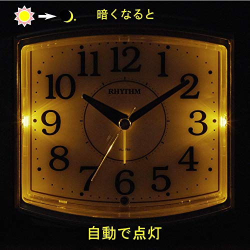 リズム(RHYTHM) 目覚まし時計 アナログ 電子音アラーム 暗所 ライト 自動 点灯 連続秒針 ブラウン 11.1x13.7x7.3cm 8RE644SR23