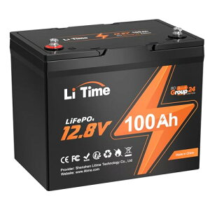 LiTime 12V100Ahリン酸鉄リチウムイオンバッテリー 小型化 BCI Group24サイズ 15000回サイクル可能 1280Wh電力量 高エネルギー密度 LiFePO4バッテリー バン、トレーラー、RV、キャンピングカー、釣り、