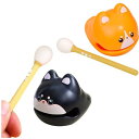 YUYAKESHI 木魚 ミニ 音が出る 鳴り物ギロ ストレス解消 樹脂 動物 可愛い ぽくぽく 癒し系 贈り物 装飾品 面白い 2点セット(黒柴+柴犬)
