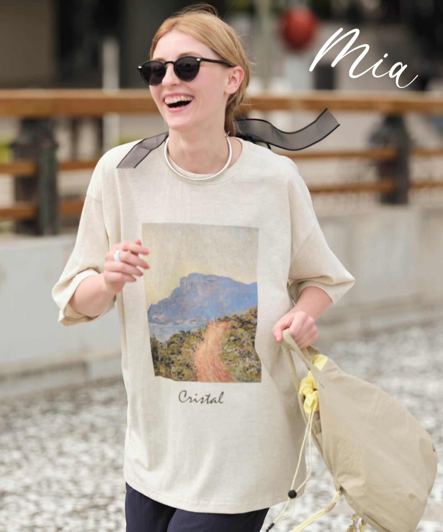 【クーポンで20%OFF◆6/22-6/26迄】【MIA/ミア】ペインティングロゴTシャツ/レディース カットソー Tシャツ ロゴ ロゴT ロゴTシャツ フォトTシャツ クルーネック カジュアル きれいめ ゆったり 体型カバー 大きいサイズ 綿100％ 半袖 シンプルTシャツ ストレッチのサムネイル