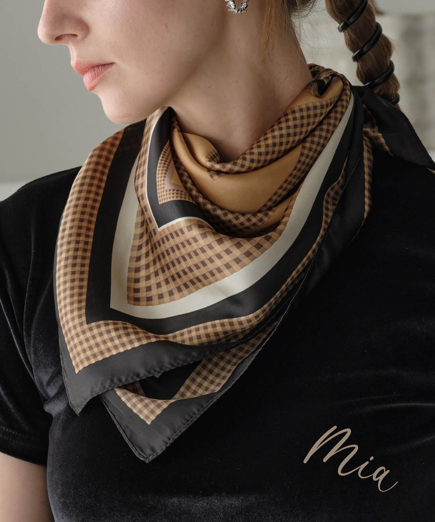 【今だけ送料無料★9/15迄】【MIA/ミア】クラシカルパターンスカーフ/レディース アクセサリーリボンスカーフ ヘアアクセサリー ブレスレット チャーム おしゃれ きれいめ プレゼント 大人 プチプラ スカーフ チェックのサムネイル