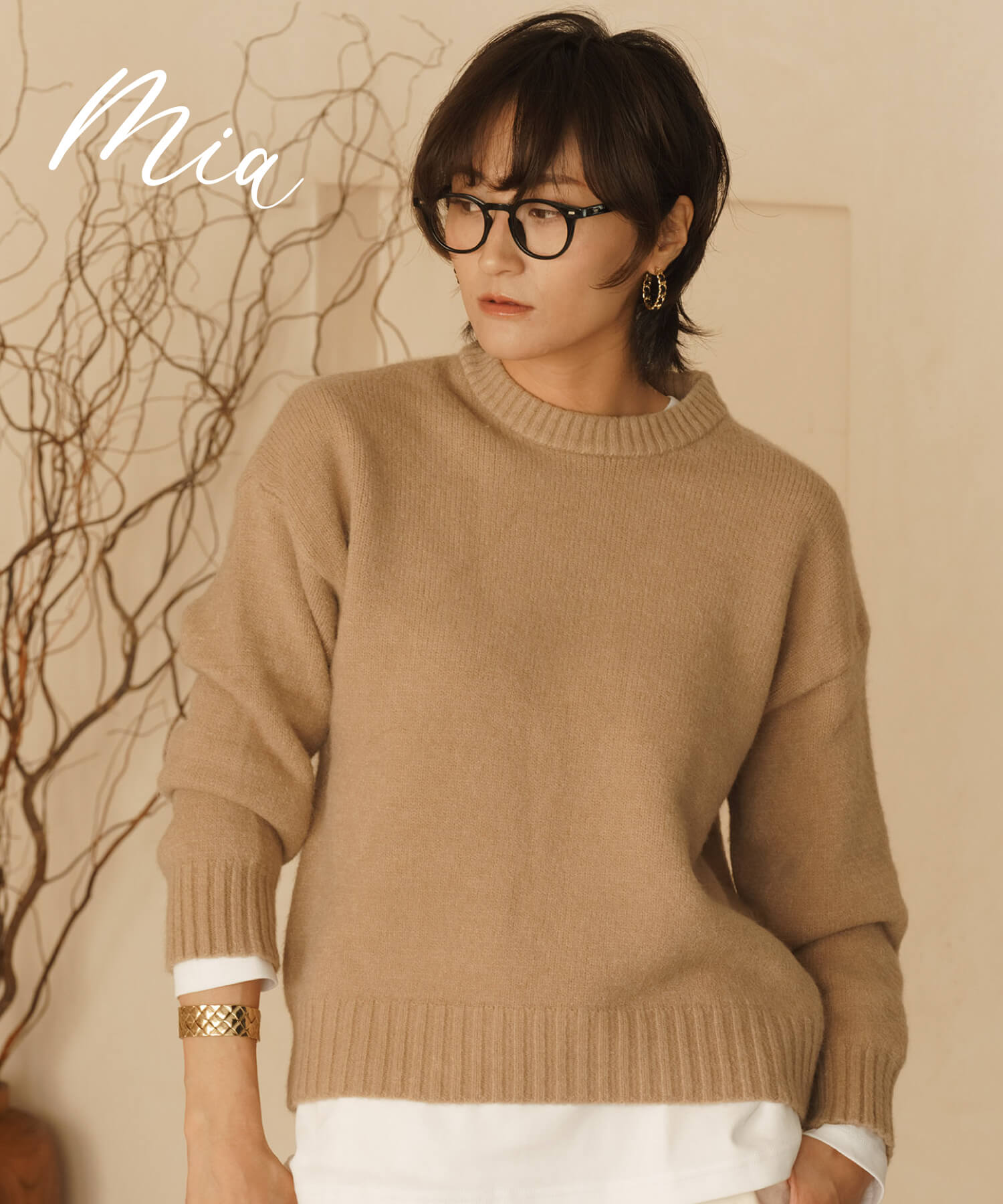 【MIA/ミア】ソフトタッチクルーネックプルオーバー/ニット セーター レディース トップス 長袖 クルーネック リラックス 秋冬 ベーシックのサムネイル