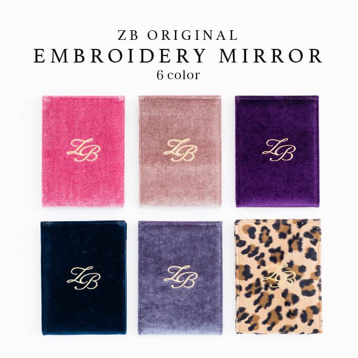 ＼15%OFFクーポン使える／【残りわずか】【送料無料】＼1000円ぽっきり／ZAKKA-BOXロゴ刺繍ミラー【レディース ミラー ミラースタンド スタンドミラー 手鏡 ポーチ 小物 コンパクトミラー 卓上ミラー レオパード柄 ベロア ブロガーさんご愛用 】