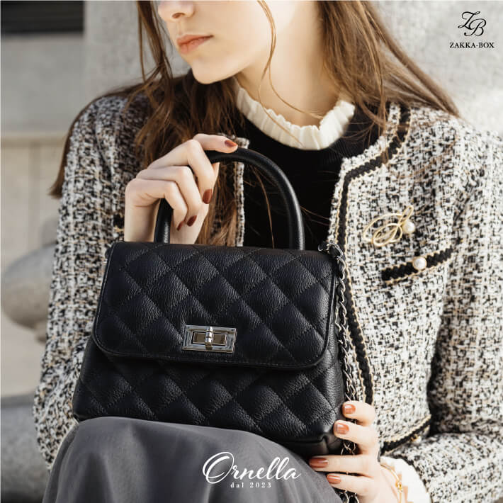 【ORNELLA/オルネラ】キルティングチェーンハンドバッグ【レディース バッグ 高見え ハンドバッグ ショルダーバッグ 本革 牛革 キルティング シンプル きれいめ 冠婚葬祭 オケージョン フォーマル 入学式 卒業式】★NOVEのサムネイル