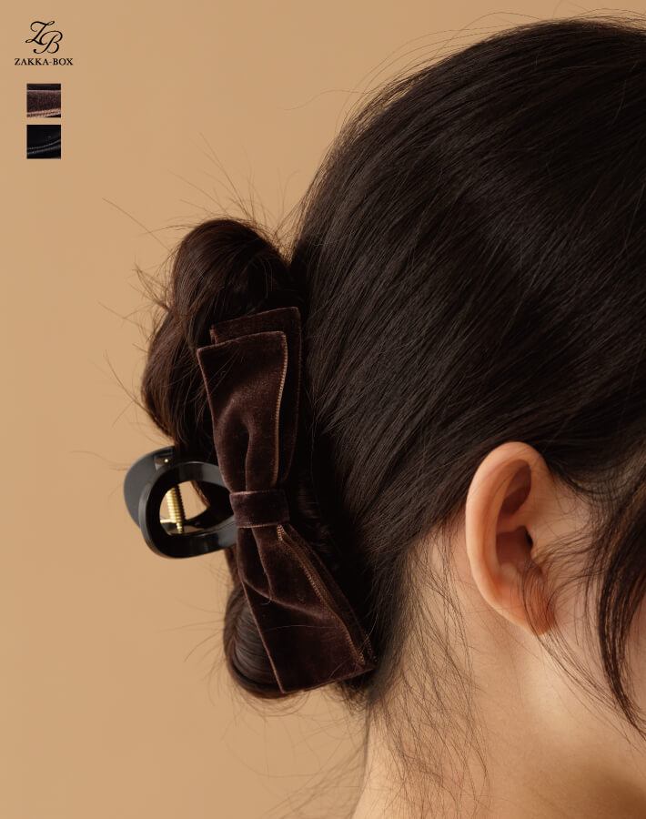 ◆新春価格◆ベロアリボンクリップ レディース ヘアアクセサリー ヘアクリップ ヘアアレンジ パーティ 新作のサムネイル