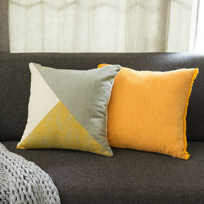 カラーブロック リネン クッションカバー 45...の紹介画像2