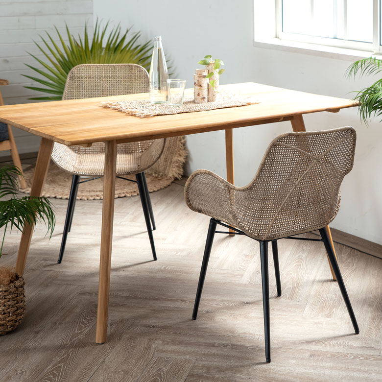 【最大500円クーポン】 チェア ダイニングチェア ラタン家具 ラタンチェアー ラタンチェア ラタン 椅子 ラタン製 アイアン脚 籐 籐椅子 籐家具 約 W53 × D59 × H79 メッシュデザイン reCALME リカルム BALERINA おしゃれ リゾート 北欧 西海岸風 サーフスタイル[13883]