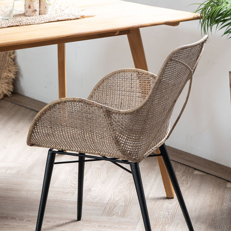 【最大500円クーポン】 チェア ダイニングチェア ラタン家具 ラタンチェアー ラタンチェア ラタン 椅子 ラタン製 アイアン脚 籐 籐椅子 籐家具 約 W53 × D59 × H79 メッシュデザイン reCALME リカルム BALERINA おしゃれ リゾート 北欧 西海岸風 サーフスタイル[13883] [2]