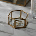 ガラスと真鍮 アクセサリーケース 小物入れ Brass ブラス 小物収納 アンティークゴールド ガラスケース アクセサリー収納 六角形 ガラスケース ディスプレ...