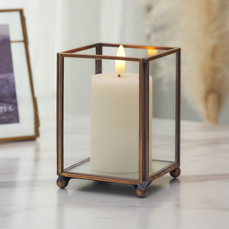 ガラスと真鍮でできた 長方形 の キャンドルホルダー キャンドルホルダー ガラスボックス ガラスケース オブジェ ディスプレイケース テラリウム 多肉植物 箱庭 寄せ植え 小物入れ [63180]のサムネイル