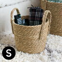 バスケット かご 持ち手付き 収納バスケット ラッシュ製 い草 Sサイズ 約 W 22.5 × D 22.5 × H 19 cm かご 籠 丸 円形 丸型 プラ...