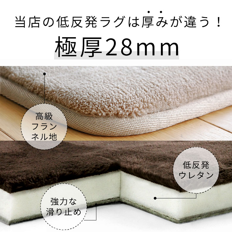低反発ラグ ラグ ラグマット 130×190 モフィネ 低反発 厚さ28mm 200×300 床暖房 ホットカーペット対応 滑り止め付 カーペット マット 防音 センターラグ 極厚 厚手 遮音 おしゃれ 北欧 インテリア 西海岸インテリア サーフスタイル カリフォルニアスタイル [T100-200x250] zakka-elements-10002708 生活雑貨のネットショップELEMENTS サンプル画像2